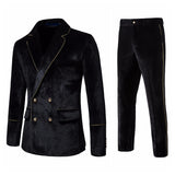 Riolio Men's High-end Velvet Suits  Dress Jacket Party Costumes Jacket and Pants