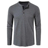 Riolio Classic Waffle Henley Tshirt Men Brand New Crew Neck Long Sleeve Slim Fit Tee Shirt Homme Casual Heavy Weight T Shirts Male