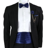 Riolio  New Fashion Mens Cummerbund Bow Tie Brooch Set Black Red Blue   Waist Seal For Formal Tuxedo Business Suit Dinner Accessories