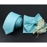 Riolio  Solid Color Tie Set For Men Sage Green Pink Flower Pin Necktie Hanky Cufflinks Brooch Set Groom Suit Wedding Shirt Accessory