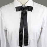 Riolio  Long Silm Ribbon Bowtie Fashion Pretty Solid Color Adjustable Bowknot Black Pupple Orange Butterfly For School Girl Accessories