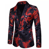 Riolio Mens Red Flame Printed Blazer Jacket Brand Casual Slim Fit Single Button Blazer Men's Suits and Blazers Terno Masculino 3XL