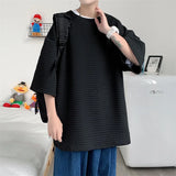 Riolio Classic Solid T-shirts Men Summer Oversized M-3XL Waffle Simple Breathable Basic O-neck Tops Male Handsome Stylish Loose Casual