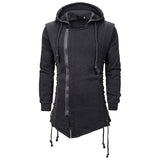 Riolio Mens Black Hipster Bandage Zipper Hoodies Sweatshirts Brand Hip Hop Casual Hoodie Men Streetwear Hoody Tracksuits for Male