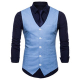 Riolio Casual Cotton Linen Mens Suit Vest Slim Fit Single Breasted Sleeveless Waistcoat Male White Yellow Green Orange Light Blue M-4XL