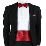 Riolio  New Fashion Mens Cummerbund Bow Tie Brooch Set Black Red Blue   Waist Seal For Formal Tuxedo Business Suit Dinner Accessories