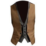 Riolio Men Formal Waistcoat Vest Business Solid Color Single Button Vest gilet Fake Two-pieces V Neck Casual S-lim chalecos para hombre