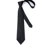 Riolio Black Plaid Ties For Men 8cm Width Silk Mens Business Wedding Neck Tie Set Pocket Square Cufflinks Gravatas Homens Cravatta