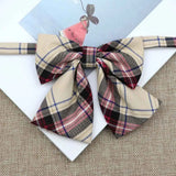 Riolio  Hot Women Girls Silk Cotton Bowties Fashion Cute College Style Striped Plaid Ladies School Girl Student Uniform Butterfly Knot