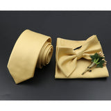 Riolio  Solid Color Tie Set For Men Sage Green Pink Flower Pin Necktie Hanky Cufflinks Brooch Set Groom Suit Wedding Shirt Accessory