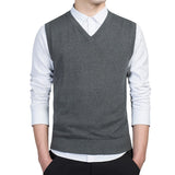 Riolio Cotton Pullovers Vest Mens Sweater Autumn V Neck Slim Sweaters Vest Men's Warm Sleeveless Sweater Slim Style Casual M-3xl