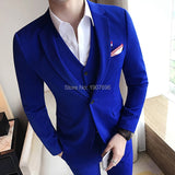 Riolio White Boyfriend Men Suits for Prom 3 Piece Slim fit Wedding Groom Tuxedos Man Fashion Clothes Set Blazer Vest with Pants