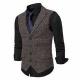 Riolio  Mens Suit Vest Fashion Slim Fit Thin Plaid Men Waistcoat Tops Business Vest Waistcoat Man England Style Male Casual Suits Vests