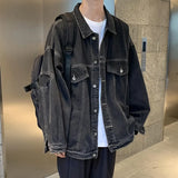 Riolio Summer Hole Blasting Street Coat Senior Men's Spring and Autumn Ruffian Handsome Trend Coat Work Clothes Cowboy Bomber Jacket