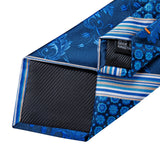 Riolio New Classic 100% Silk Men's Ties 8cm Blue Plaid Dot Striped Business Necktie Handkerchief Wedding Party Tie Set Gravatas DiBanGu