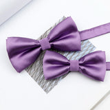 Riolio  Colorful Solid Color Parent-Child Bowtie Set Classic Polyester Butterfly Satin For Father Son Party Dinner Wedding Accessory