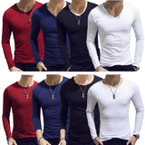 Riolio 1pc Fashion Hot Sale Classic Long Sleeve T-Shirt For Men Fitness T Shirts Slim Fit Shirts Designer Solid Tees Tops