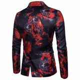 Riolio Mens Red Flame Printed Blazer Jacket Brand Casual Slim Fit Single Button Blazer Men's Suits and Blazers Terno Masculino 3XL