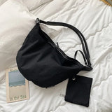 Riolio  female large capacity bag Korean version of foreign canvas shoulder bag fashion casual slung chest bag jiaozi bag