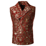 Riolio Men's Luxury Brocade Paisley Floral Double-Breasted Suit Vest Victorian Gothic Steampunk Waistcoat Men Chalecos Para Hombre 2XL