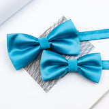 Riolio  Colorful Solid Color Parent-Child Bowtie Set Classic Polyester Butterfly Satin For Father Son Party Dinner Wedding Accessory