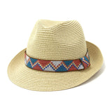 Riolio  Straw Hat Men Women Beach Sun Visor Hat Outdoor Seaside Sun Protection Sunbonnet New Fashion Summer Women Men Panama Jazz Caps