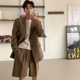 Riolio Summer Korean Shorts Men's Fashion Solid Color Business Casual Dress Shorts Men Streetwear Wild Loose Suit Shorts Mens M-XL