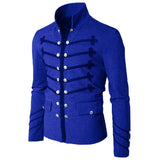 Riolio Steampunk Men Gothic Clothing Military Jackets Medieval Vintage Jacket Stand Collar Rock Frock Coat Men's Retro Punk Coat