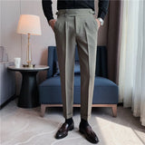 Riolio prom outfits for guys High Quality Business Casual Draped High-waist Trousers Men Solid Color Formal Pants Male Formal Office Social Suit Pants