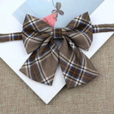 Riolio  Hot Women Girls Silk Cotton Bowties Fashion Cute College Style Striped Plaid Ladies School Girl Student Uniform Butterfly Knot
