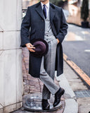 Riolio  Business Men Suit Winter Warm Long Woolen cloth Overcoat Office Party Prom Blazer Formal Causal