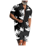 Riolio 1 set Summer Hawaii Trend Print Sets Men Hawaii Shorts Shirt Clothing Set Casual Palm Tree Floral Shirt Beach Short Sleeve Suit