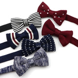 Riolio  Fashion Single Deck Children Solid Color Bowknot Lovely Knit Bowtie Adjustable  Neckwear Designer Knitting Kid Butterfly Bow Tie