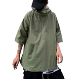 Riolio Hooded T shirt Men Summer Korean Half Sleeve Pullover Top Soft Large Pockets Loose Men T-shirt Streetwear