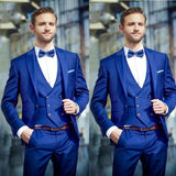 Riolio Costume Homme Italian Business Slim Fit 3 Pieces Royal Blue Men's Suits Groom Prom Tuxedos Groomsmen Blazer for Wedding