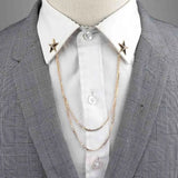 Riolio  New Men Women Shirt Collar Tassel Chain Lapel Pin Brooch Dragon Eagle Deer Head Wings Badge Retro Unisex Jewelry Accessories