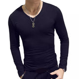 Riolio 1pc Fashion Hot Sale Classic Long Sleeve T-Shirt For Men Fitness T Shirts Slim Fit Shirts Designer Solid Tees Tops