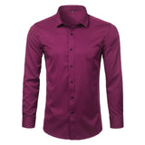 Riolio Purple Men's Bamboo Fiber Dress Shirt Brand New Slim Fit Long Sleeve Chemise Homme Non Iron Easy Care Formal Shirt For Men