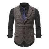 Riolio  Mens Suit Vest Fashion Slim Fit Thin Plaid Men Waistcoat Tops Business Vest Waistcoat Man England Style Male Casual Suits Vests