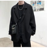 Riolio  British-style Blazers Men Leisure Trendy Loose Suit Jackets Male Retro Daily Ins Streetwear All-match Simple Korean Suit-tops