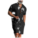 Riolio 1 set Summer Hawaii Trend Print Sets Men Hawaii Shorts Shirt Clothing Set Casual Palm Tree Floral Shirt Beach Short Sleeve Suit