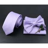 Riolio  Solid Color Tie Set For Men Sage Green Pink Flower Pin Necktie Hanky Cufflinks Brooch Set Groom Suit Wedding Shirt Accessory