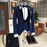 Riolio Costume Homme Italian Business Slim Fit 3 Pieces Royal Blue Men's Suits Groom Prom Tuxedos Groomsmen Blazer for Wedding