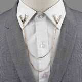 Riolio  New Men Women Shirt Collar Tassel Chain Lapel Pin Brooch Dragon Eagle Deer Head Wings Badge Retro Unisex Jewelry Accessories