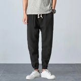 Riolio Casual Mens Solid Color Loose Trousers