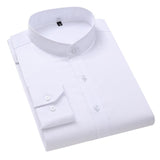 Riolio Hipster Design Collarless Shirt for Men Casual 100% Cotton Soft Slim Fit Long Sleeve White Black Navy Tuxedo Shirts 4XL 5XL