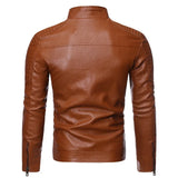 Riolio Men Autumn New Causal Vintage Leather Jacket Coat Men Spring Fashion Design Motor Biker Pocket PU Leather Jacket Men 4XL-M