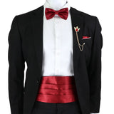 Riolio  New Fashion Mens Cummerbund Bow Tie Brooch Set Black Red Blue   Waist Seal For Formal Tuxedo Business Suit Dinner Accessories
