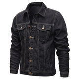 Spring Autumn Men Denim Jackets Casual Solid Color Lapel Single Breasted Jeans Jacket Men Slim Fit Cotton Outwear Jackets 5xl-M