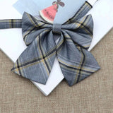 Riolio  Hot Women Girls Silk Cotton Bowties Fashion Cute College Style Striped Plaid Ladies School Girl Student Uniform Butterfly Knot